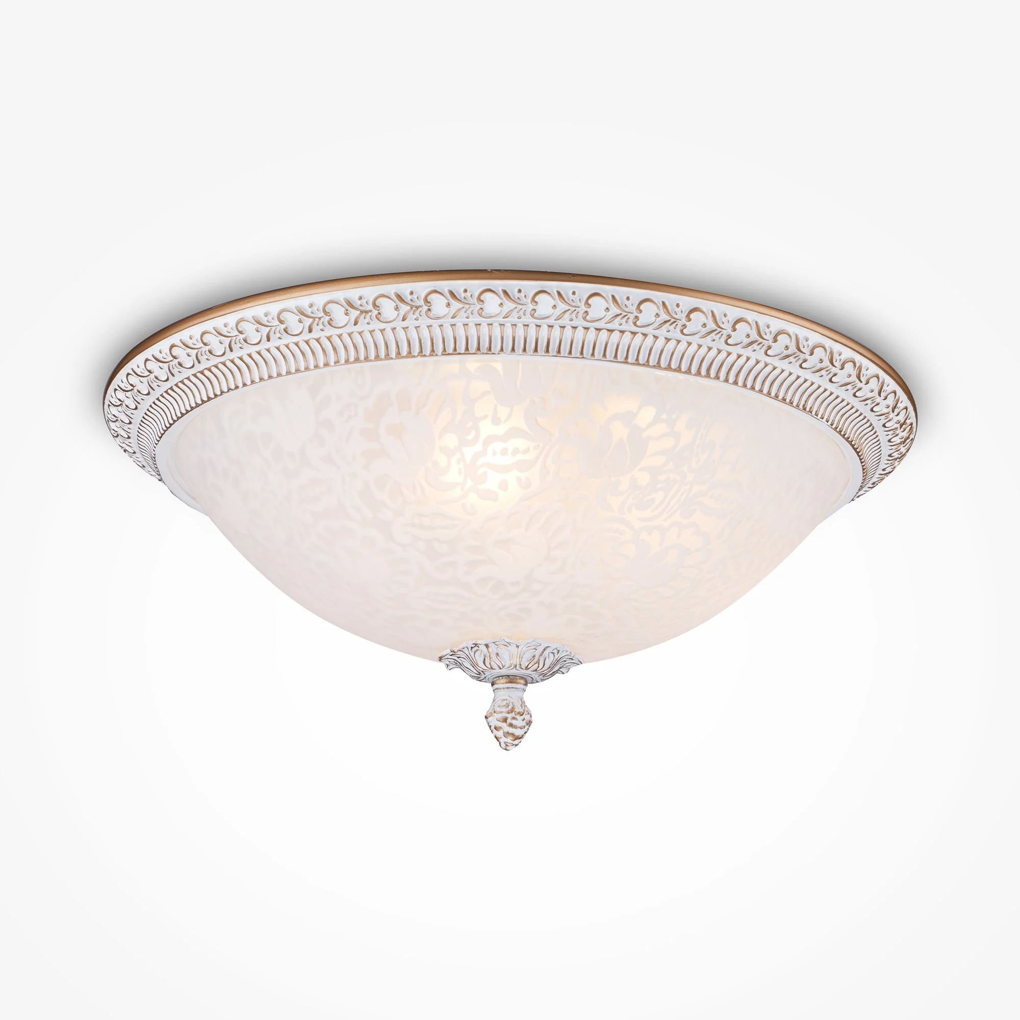 Pascal Flush Ceiling Light - White With Gold/Bronze Antique Finish - Image 6