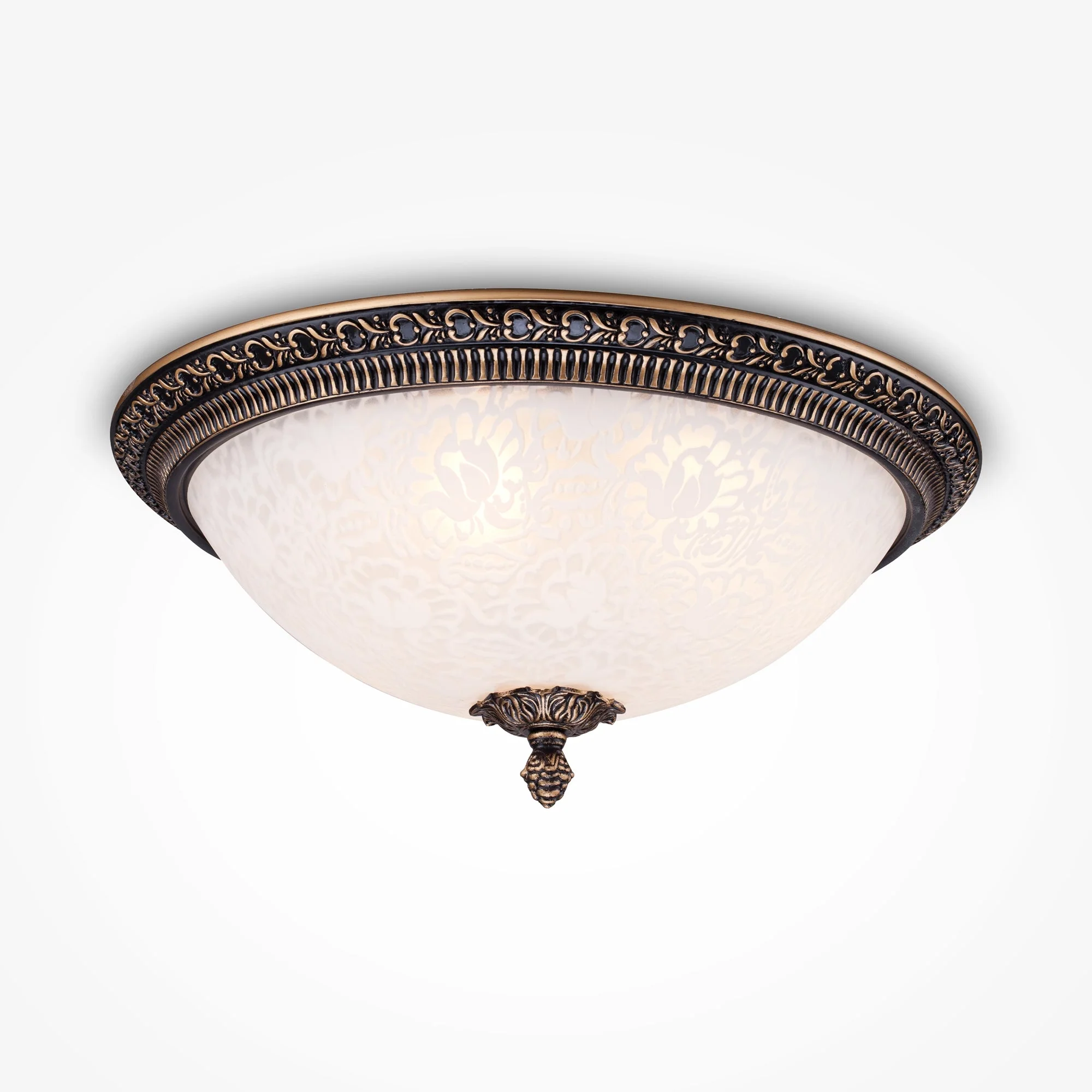 Pascal Flush Ceiling Light - White With Gold/Bronze Antique Finish - Image 7