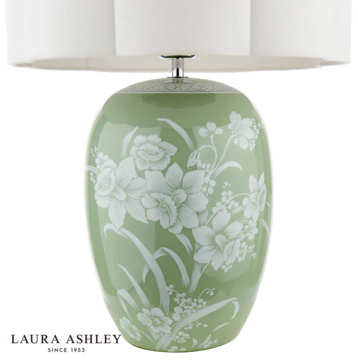 Pashley Table Lamp Green Ceramic and Polished Chrome With Shade - Image 3