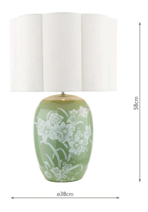 Pashley Table Lamp Green Ceramic and Polished Chrome With Shade - Image 4