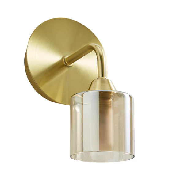 Patras 1Lt Bathroom Wall Light IP44 - Champagne & Satin Brass - Image 2
