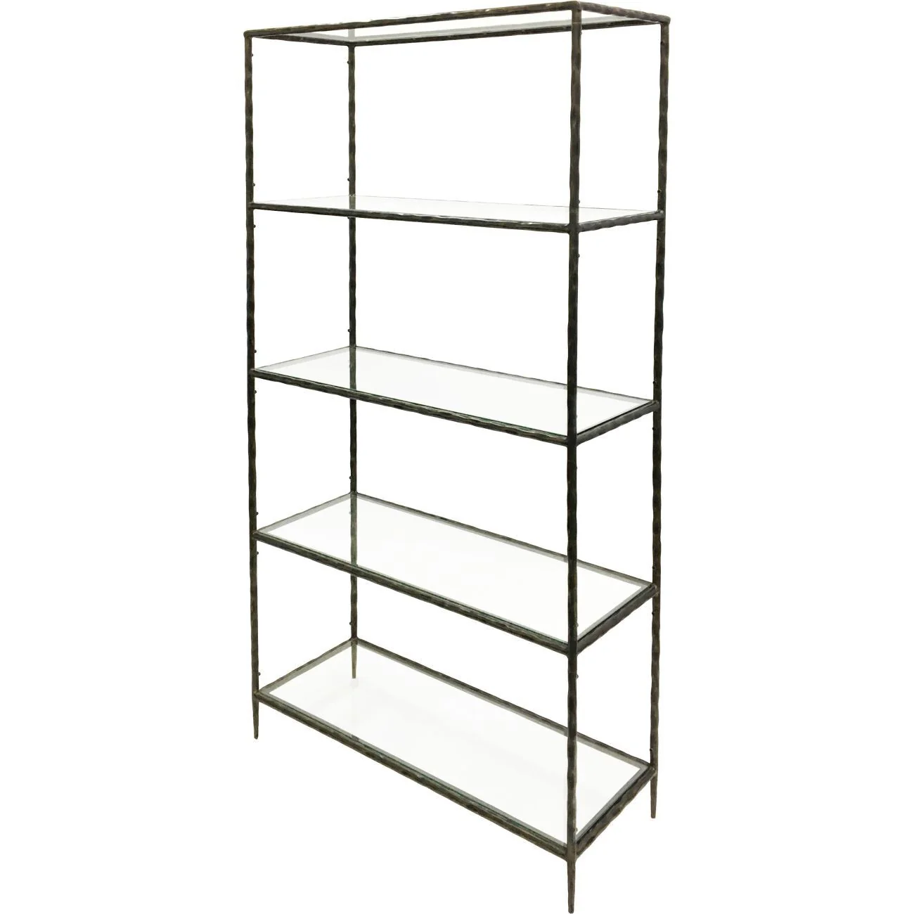 Patterdale Hand Forged Shelving Unit Table -Dark Bronze with Glass Shelves - Image 2