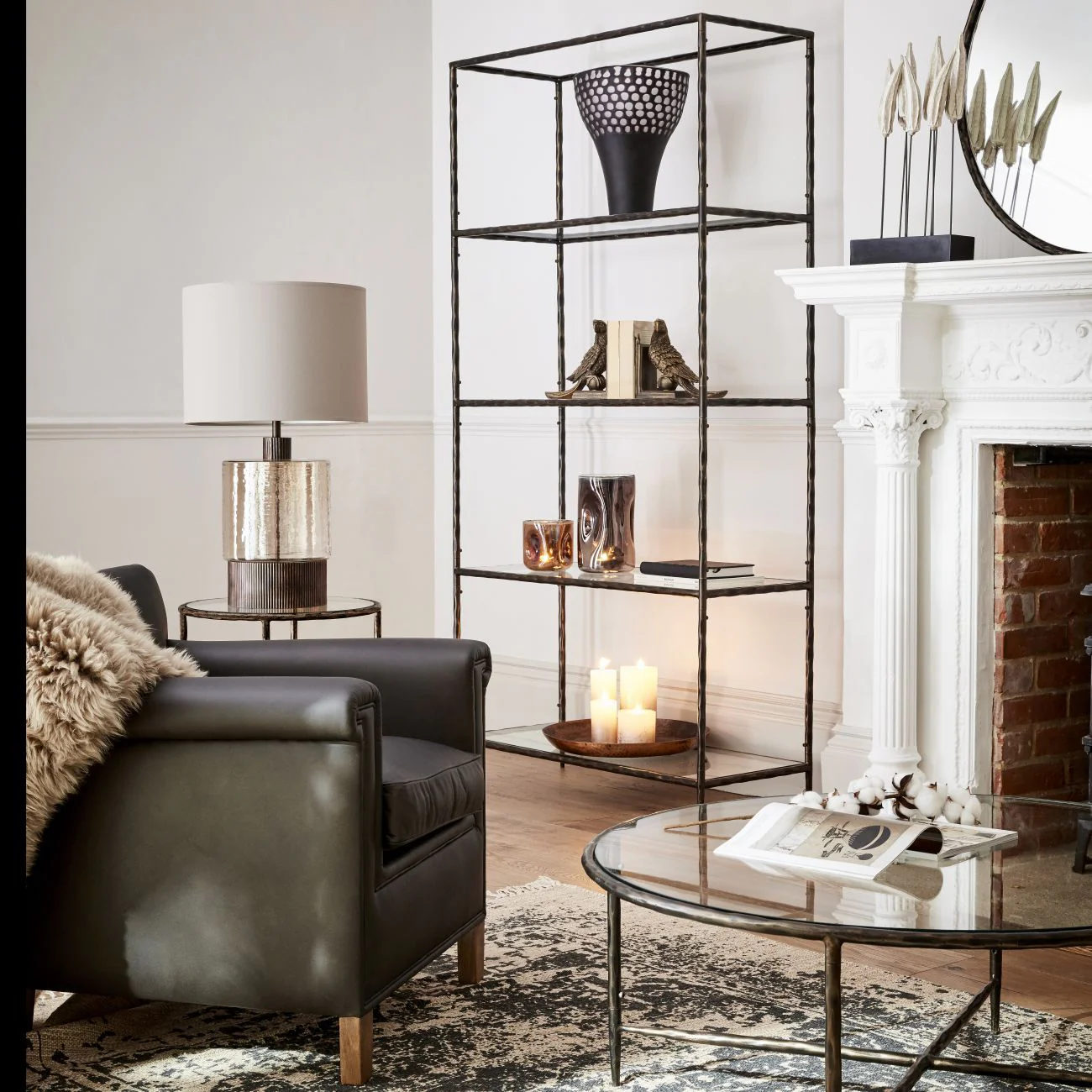 Patterdale Hand Forged Shelving Unit Table -Dark Bronze with Glass Shelves - Image 4