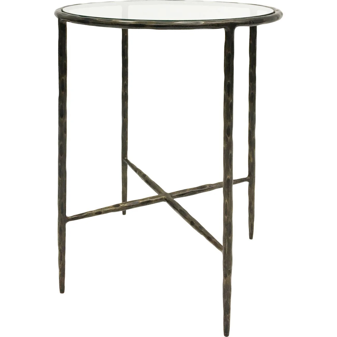 Patterdale Hand Forged Side Table - Brushed Grey/Chalk White/Dark Bronze with Glass Top - Image 3