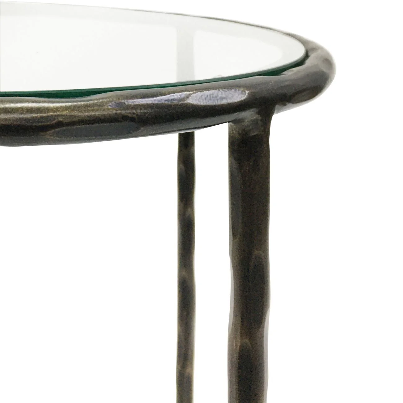 Patterdale Hand Forged Side Table - Brushed Grey/Chalk White/Dark Bronze with Glass Top - Image 5
