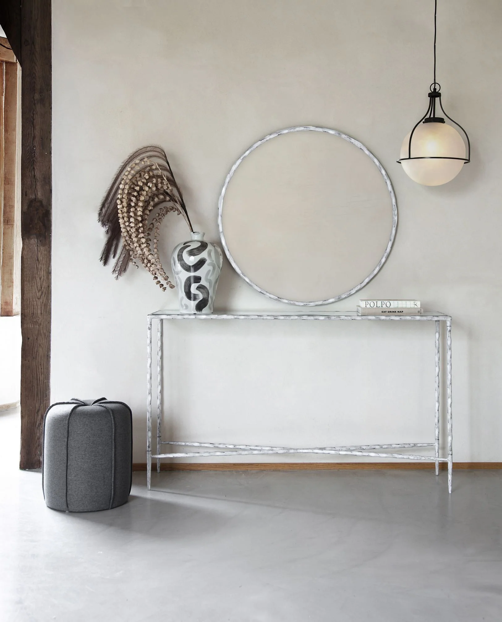 Patterdale Hand Forged Small/Large Console Table - White/Dark Bronze & Glass Top Finish - Image 15