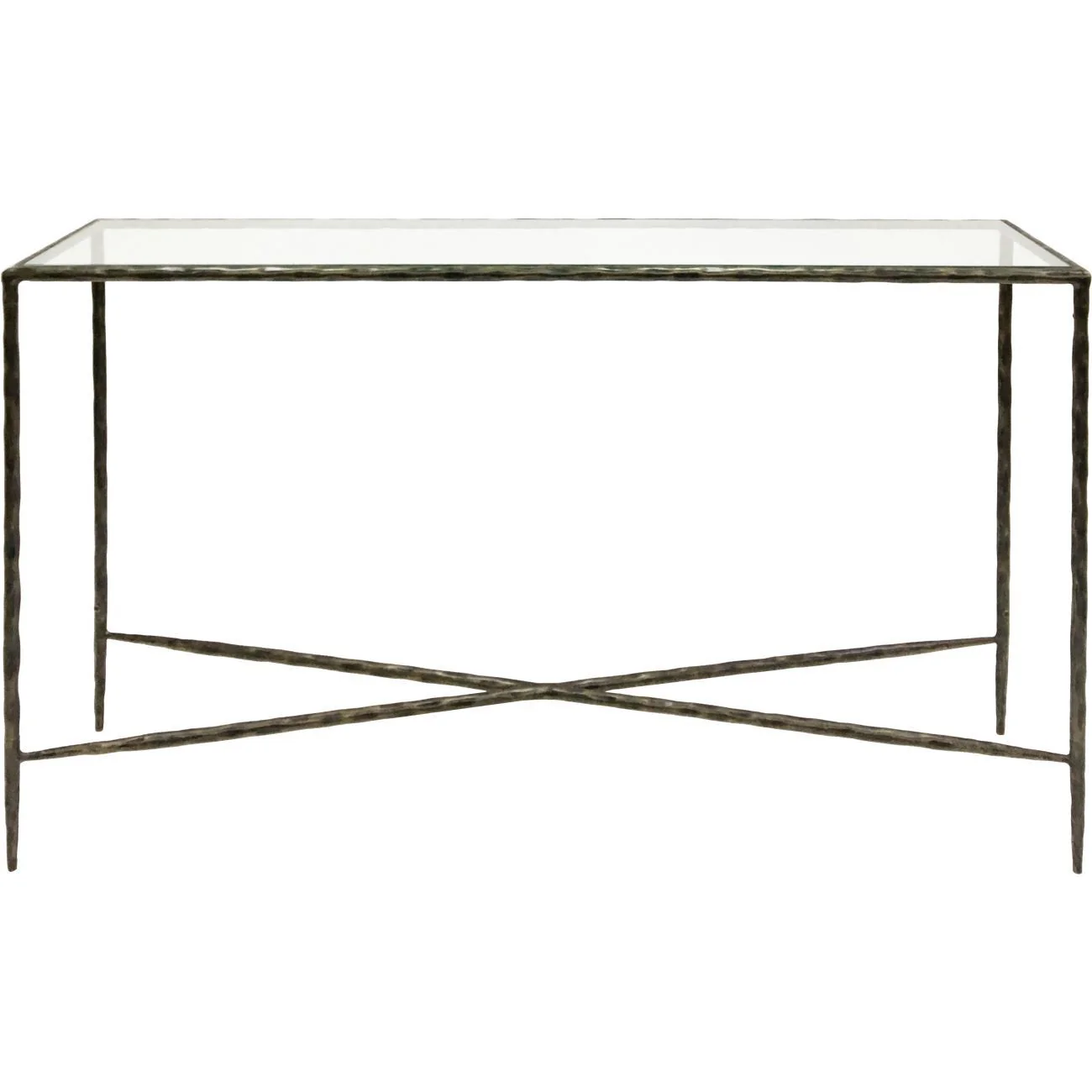 Patterdale Hand Forged Small/Large Console Table - White/Dark Bronze & Glass Top Finish - Image 16