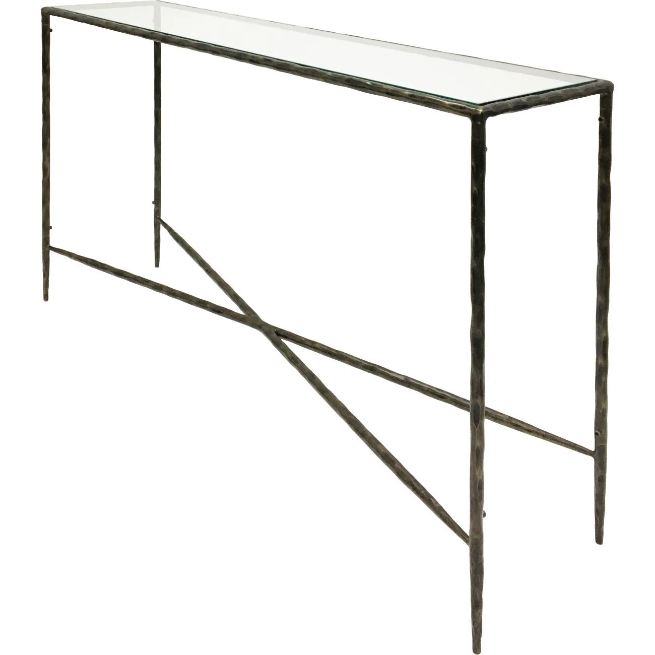 Patterdale Hand Forged Small/Large Console Table - White/Dark Bronze & Glass Top Finish - Image 17