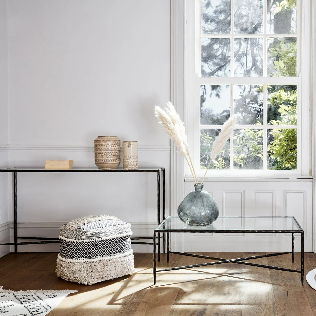 Patterdale Hand Forged Small/Large Console Table - White/Dark Bronze & Glass Top Finish - Image 19