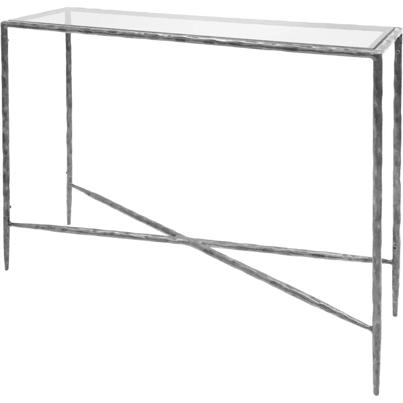 Patterdale Hand Forged Small/Large Console Table - White/Dark Bronze & Glass Top Finish - Image 2