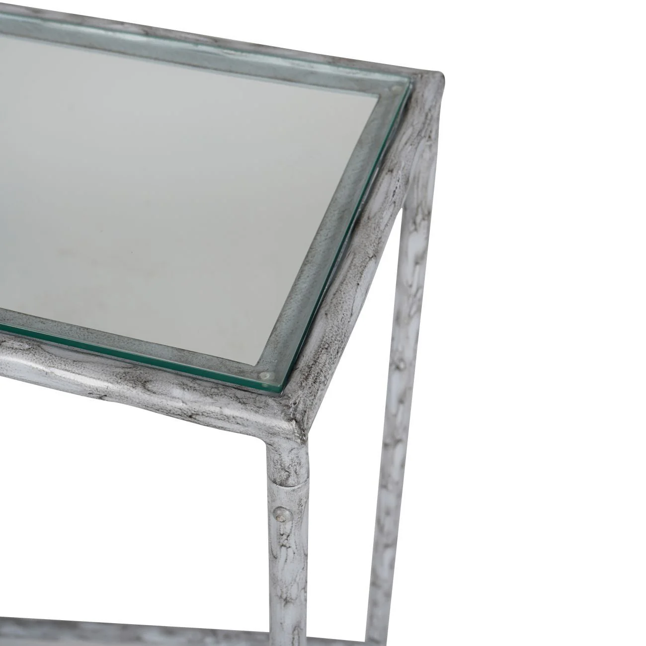 Patterdale Hand Forged Small/Large Console Table - White/Dark Bronze & Glass Top Finish - Image 5