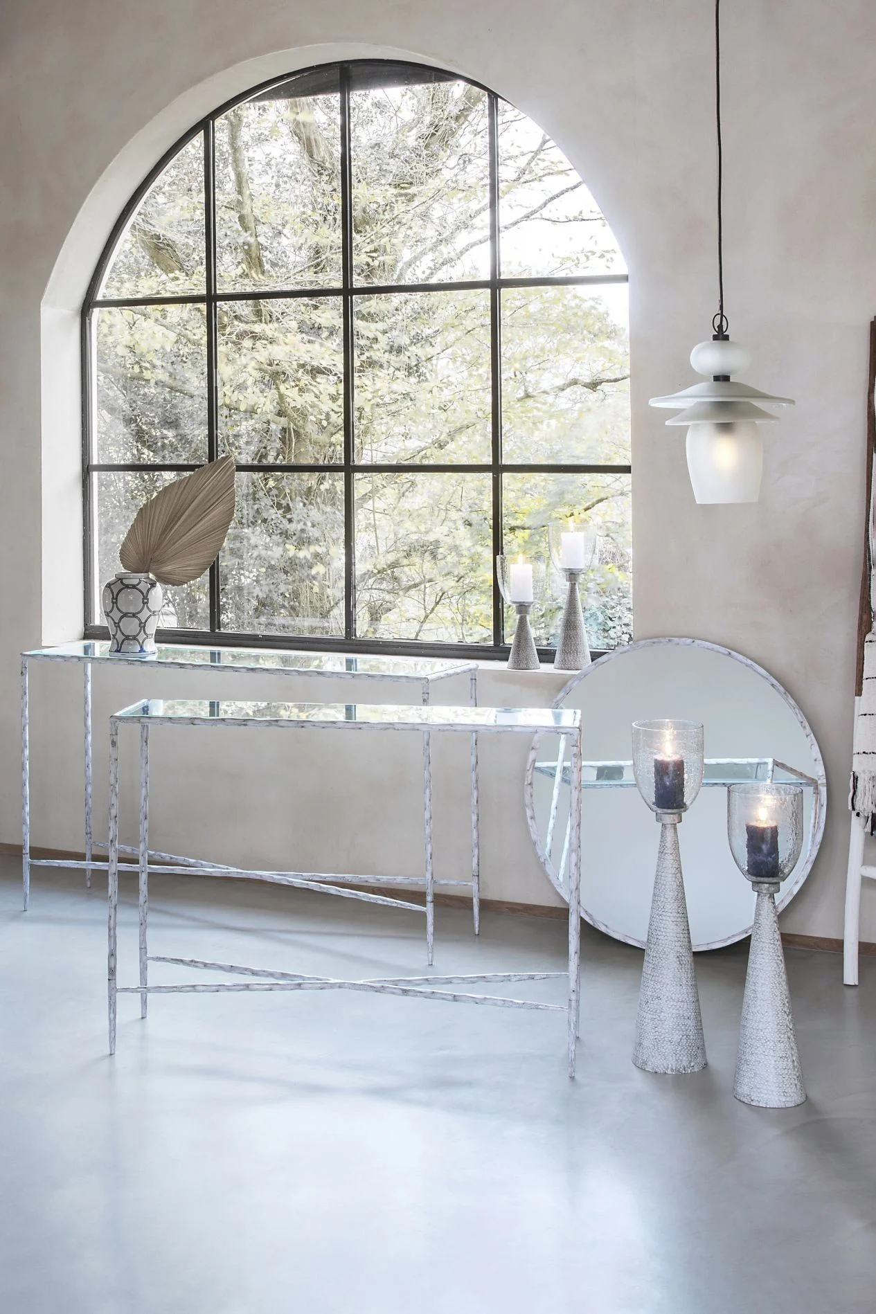 Patterdale Hand Forged Small/Large Console Table - White/Dark Bronze & Glass Top Finish - Image 7