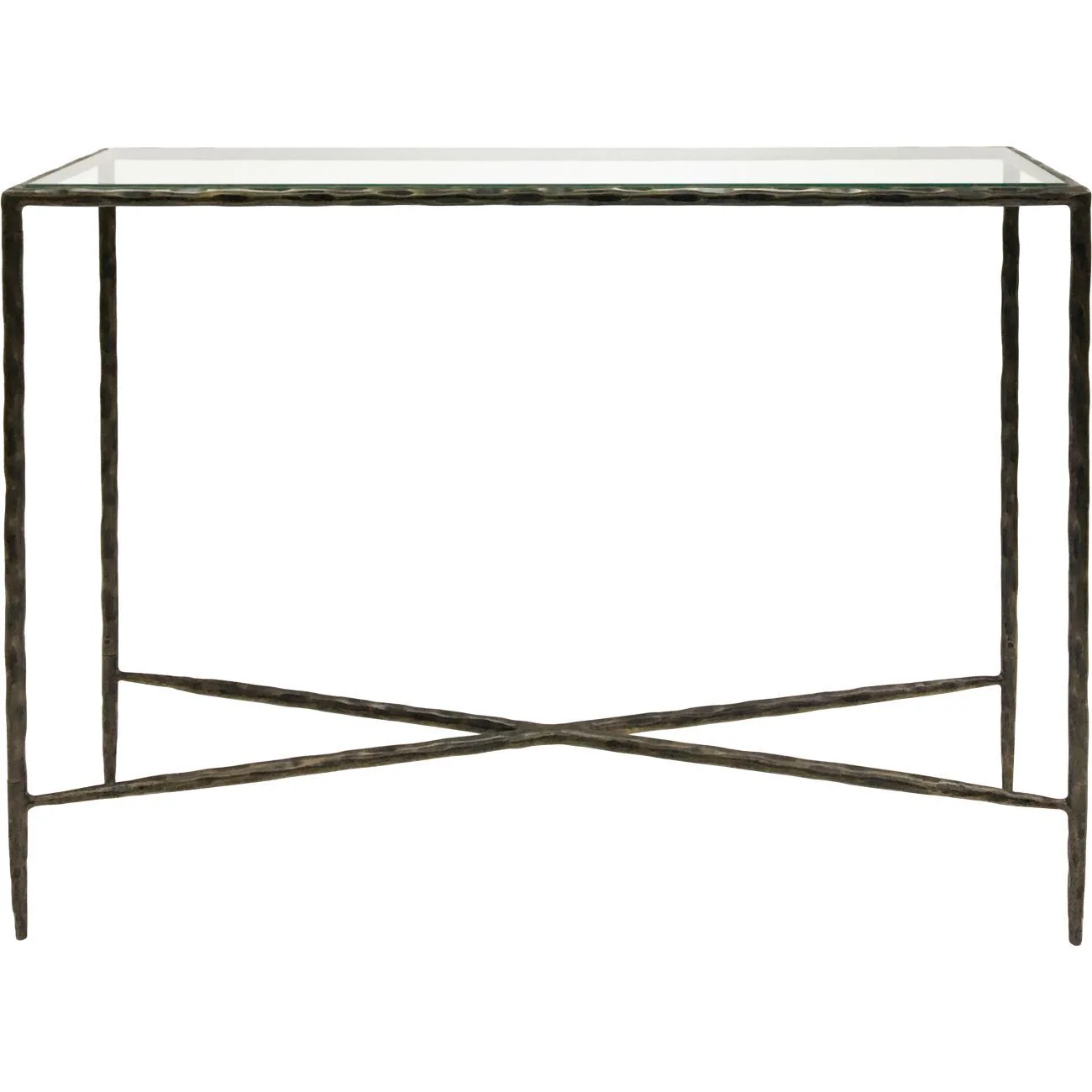 Patterdale Hand Forged Small/Large Console Table - White/Dark Bronze & Glass Top Finish - Image 8
