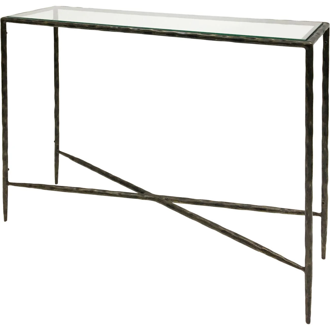 Patterdale Hand Forged Small/Large Console Table - White/Dark Bronze & Glass Top Finish - Image 9