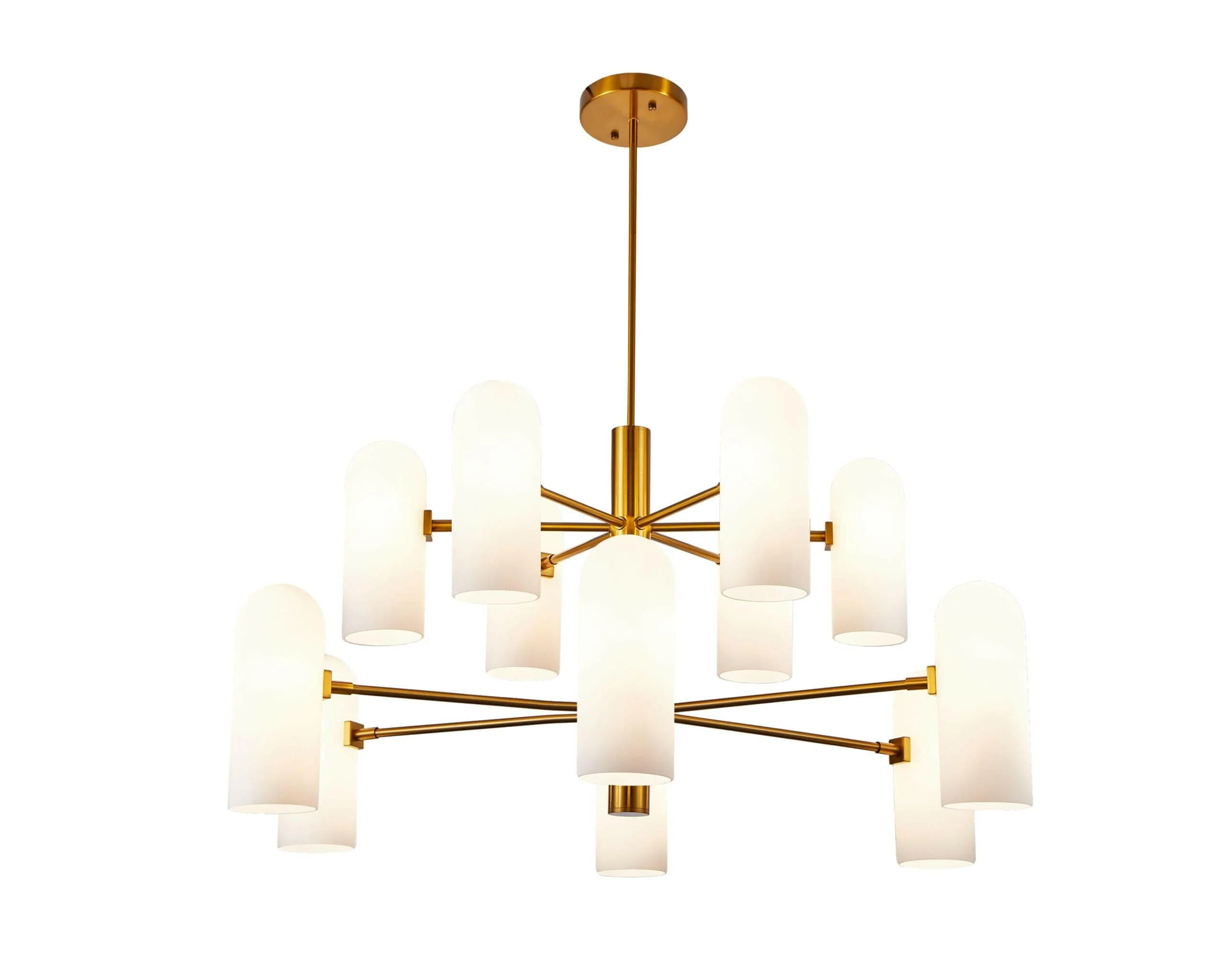 Pawson Chandelier - Brass &amp; White Glass G9 - Image 2