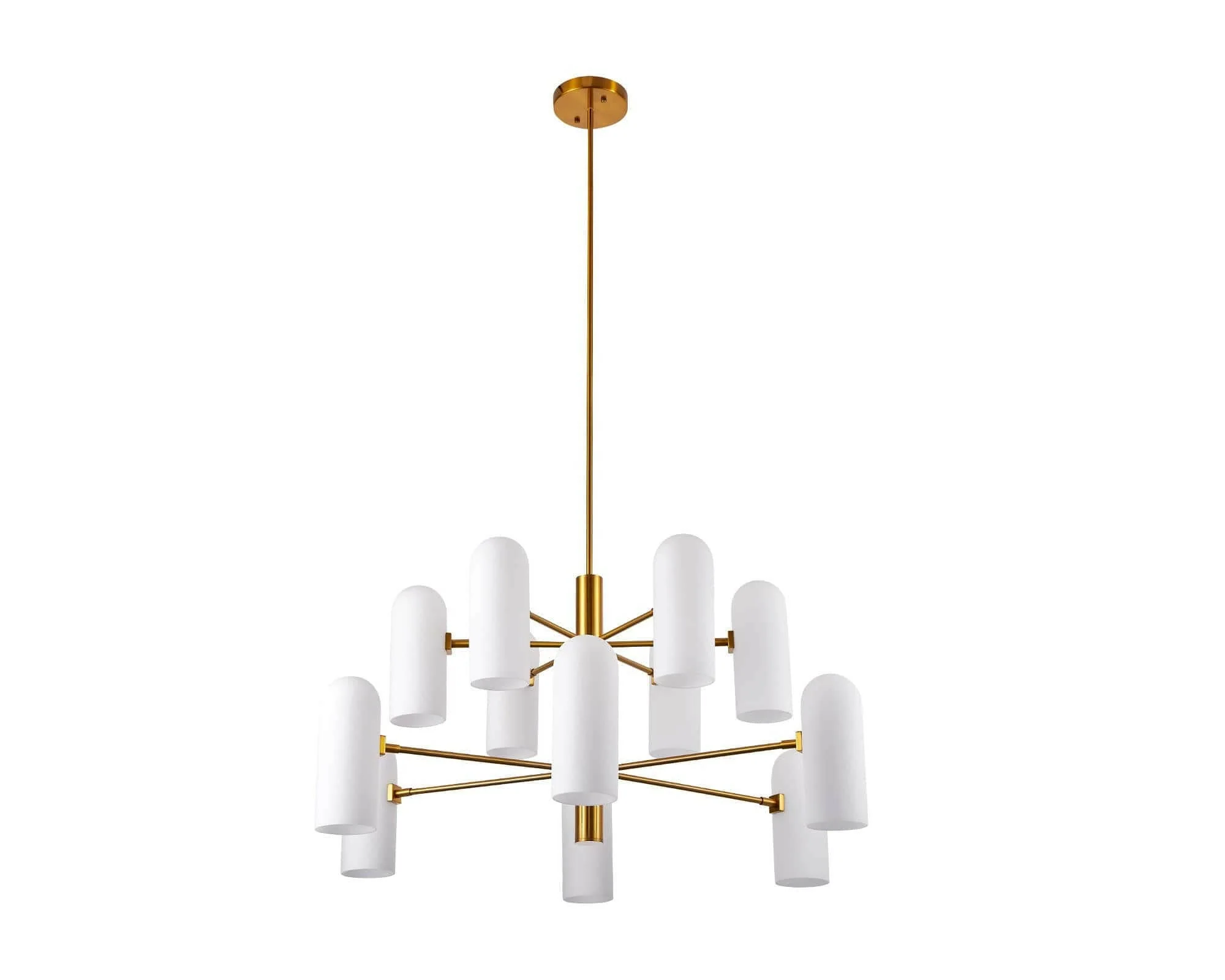 Pawson Chandelier - Brass &amp; White Glass G9 - Image 3