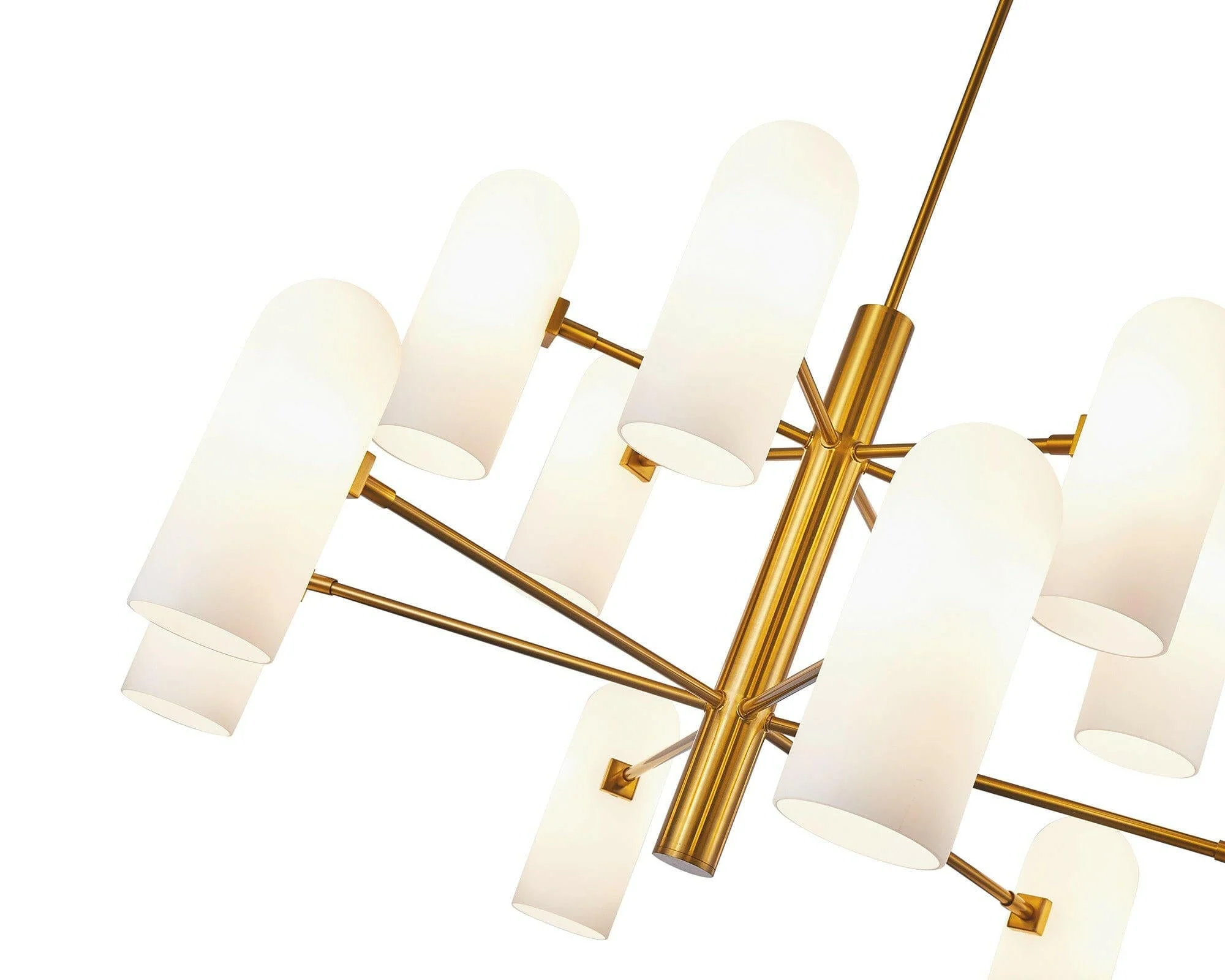 Pawson Chandelier - Brass &amp; White Glass G9 - Image 4