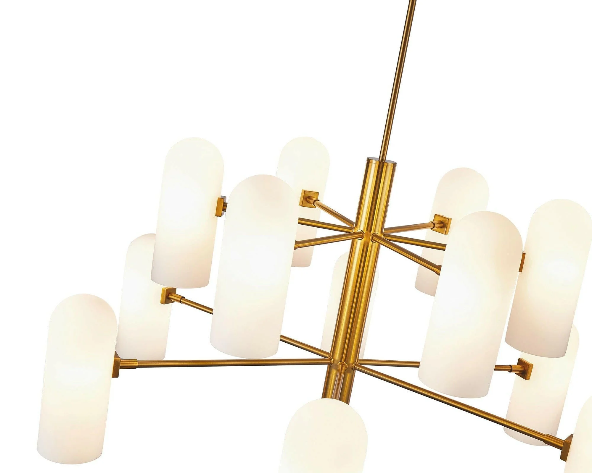 Pawson Chandelier - Brass &amp; White Glass G9 - Image 5