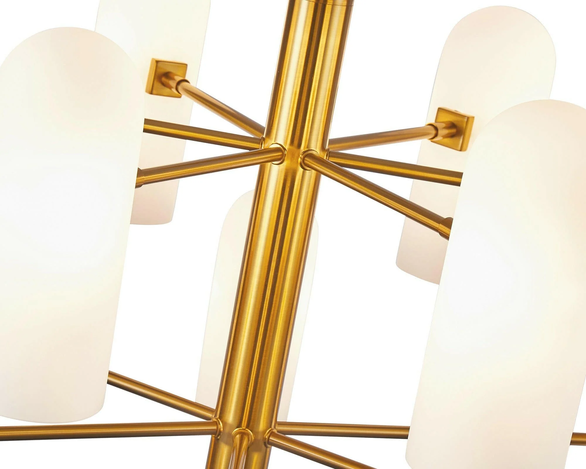 Pawson Chandelier - Brass &amp; White Glass G9 - Image 6