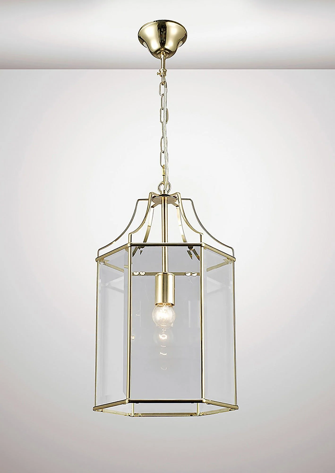 Payton 1 Light Hexagonal Pendant French Gold/Polished Chrome/Clear Glass - Image 2