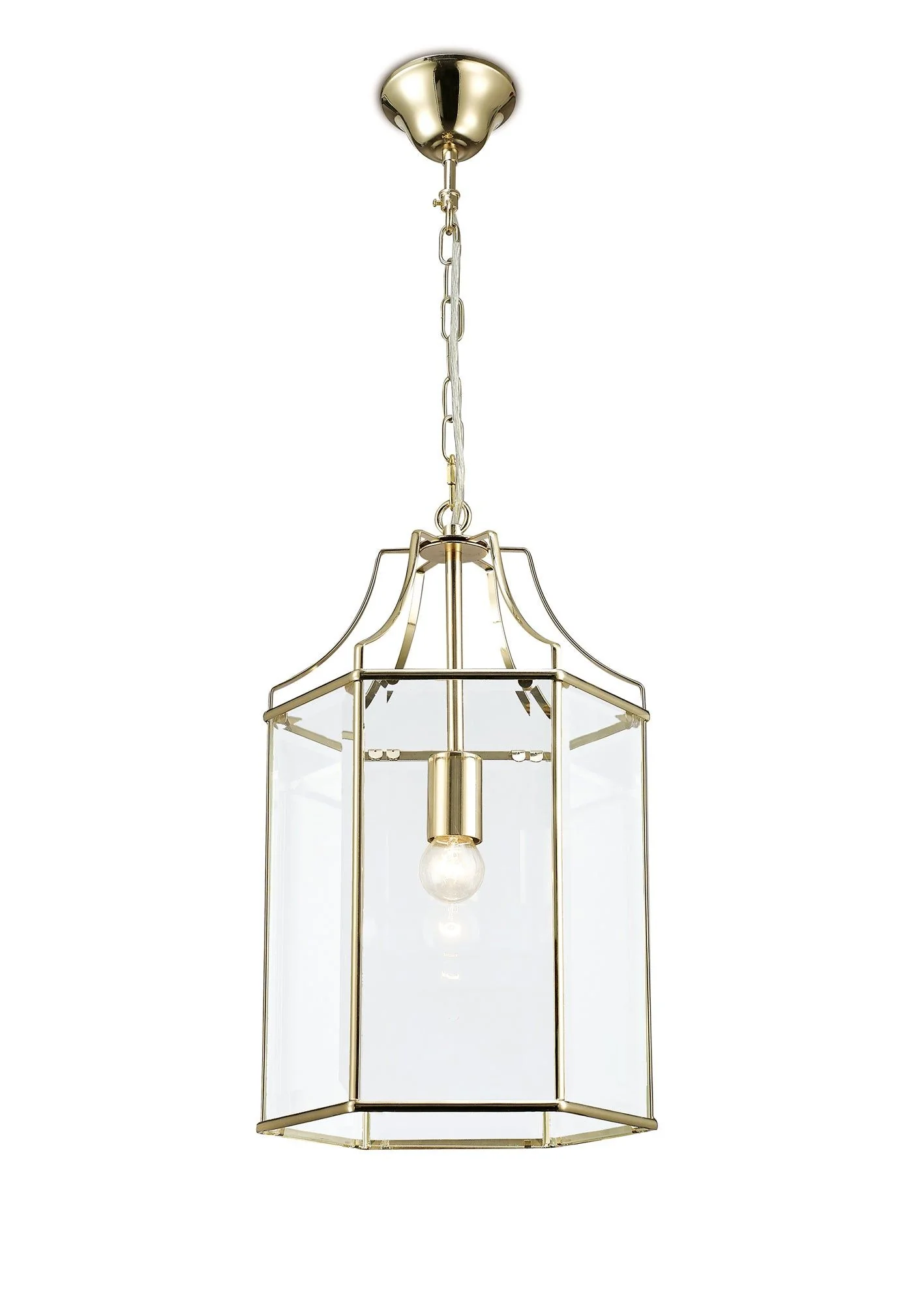 Payton 1 Light Hexagonal Pendant French Gold/Polished Chrome/Clear Glass - Image 4