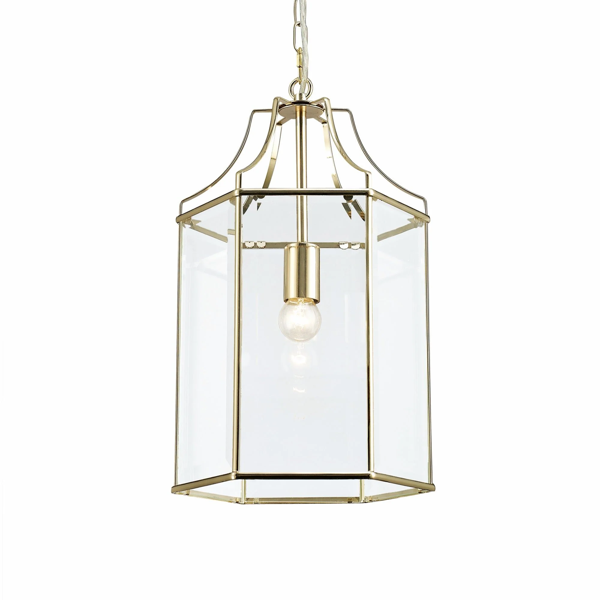Payton 1 Light Hexagonal Pendant French Gold/Polished Chrome/Clear Glass - Image 6