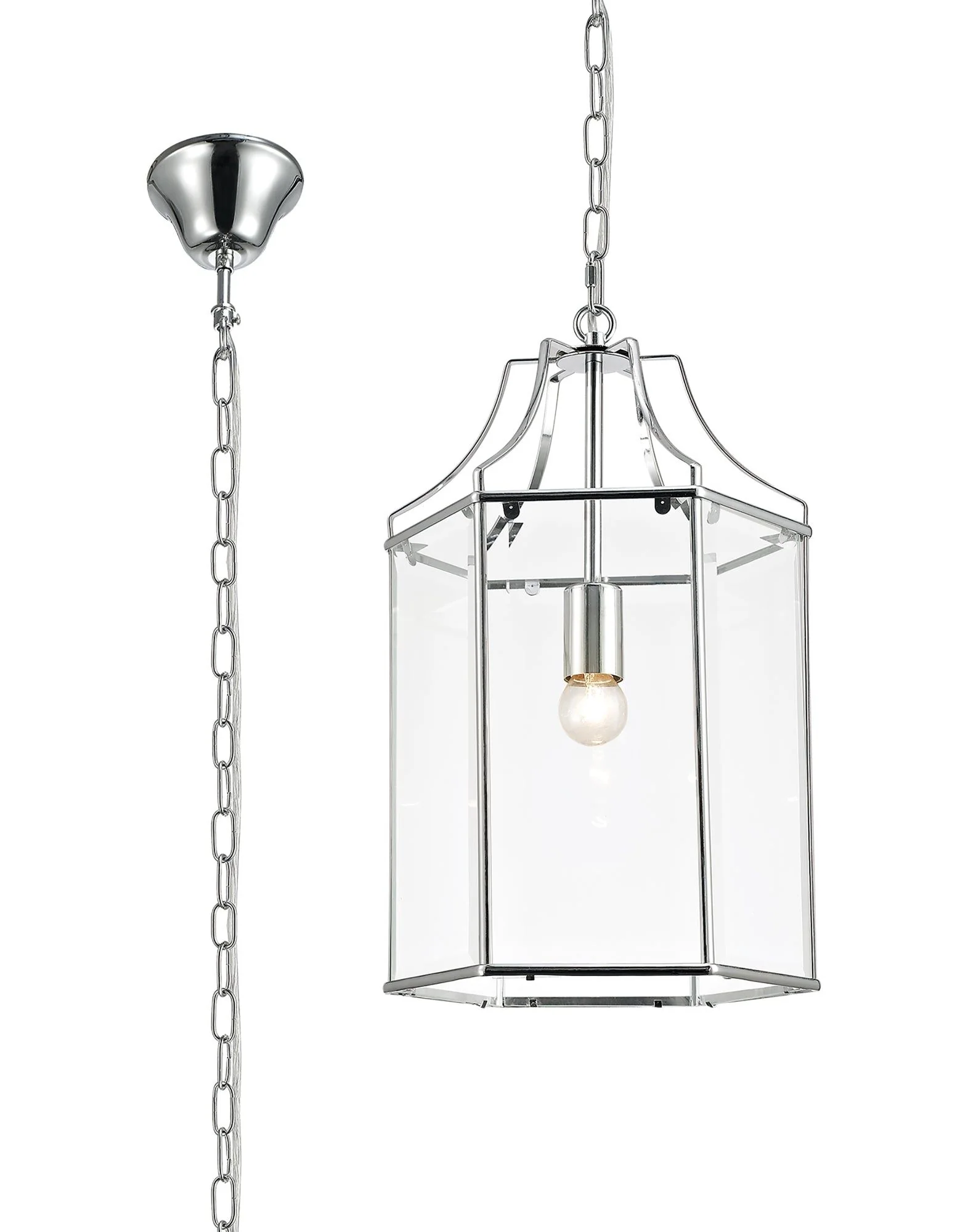 Payton 1 Light Hexagonal Pendant French Gold/Polished Chrome/Clear Glass - Image 8