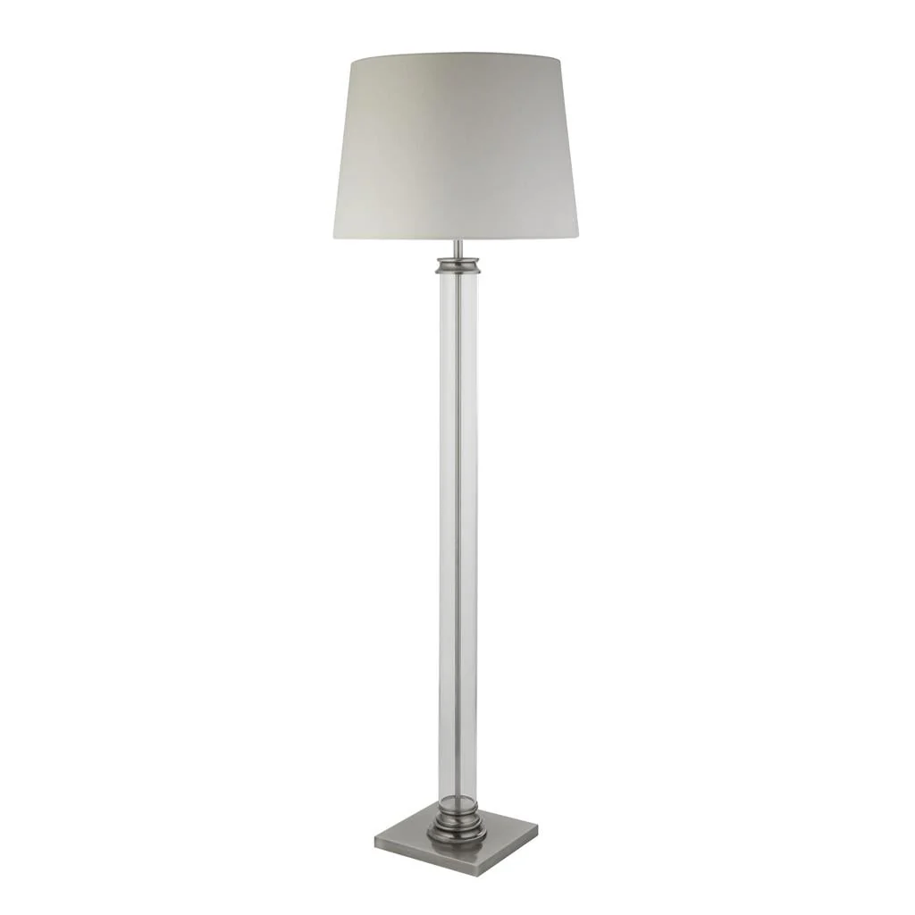 Pedestal Floor Lamp - Antique Brass/Black/Satin Silver E27 - Image 10