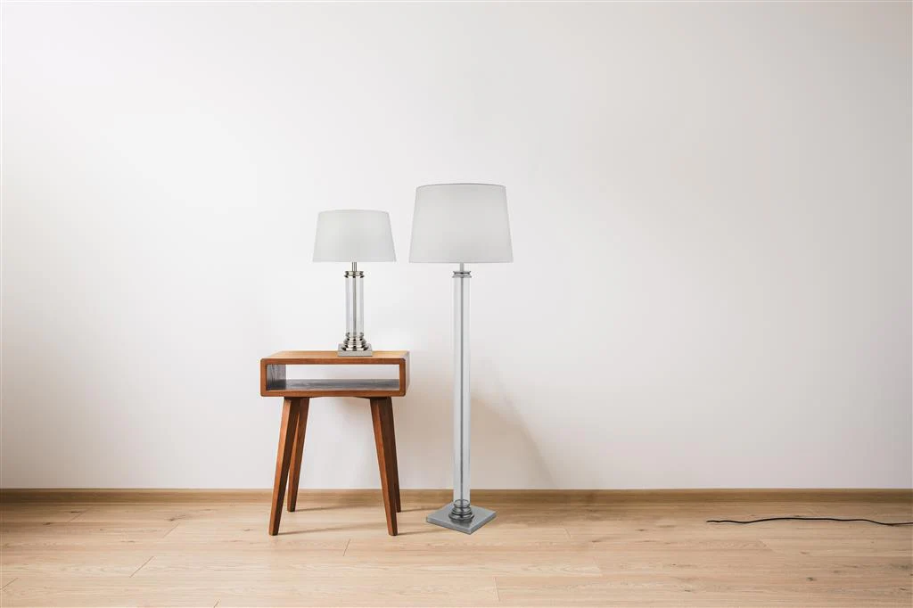 Pedestal Floor Lamp - Antique Brass/Black/Satin Silver E27 - Image 12