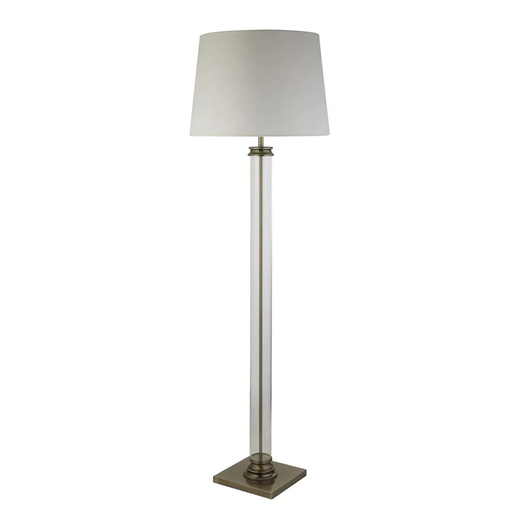 Pedestal Floor Lamp - Antique Brass/Black/Satin Silver E27 - Image 2