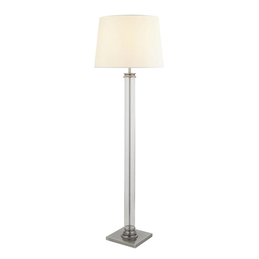 Pedestal Floor Lamp - Antique Brass/Black/Satin Silver E27 - Image 9