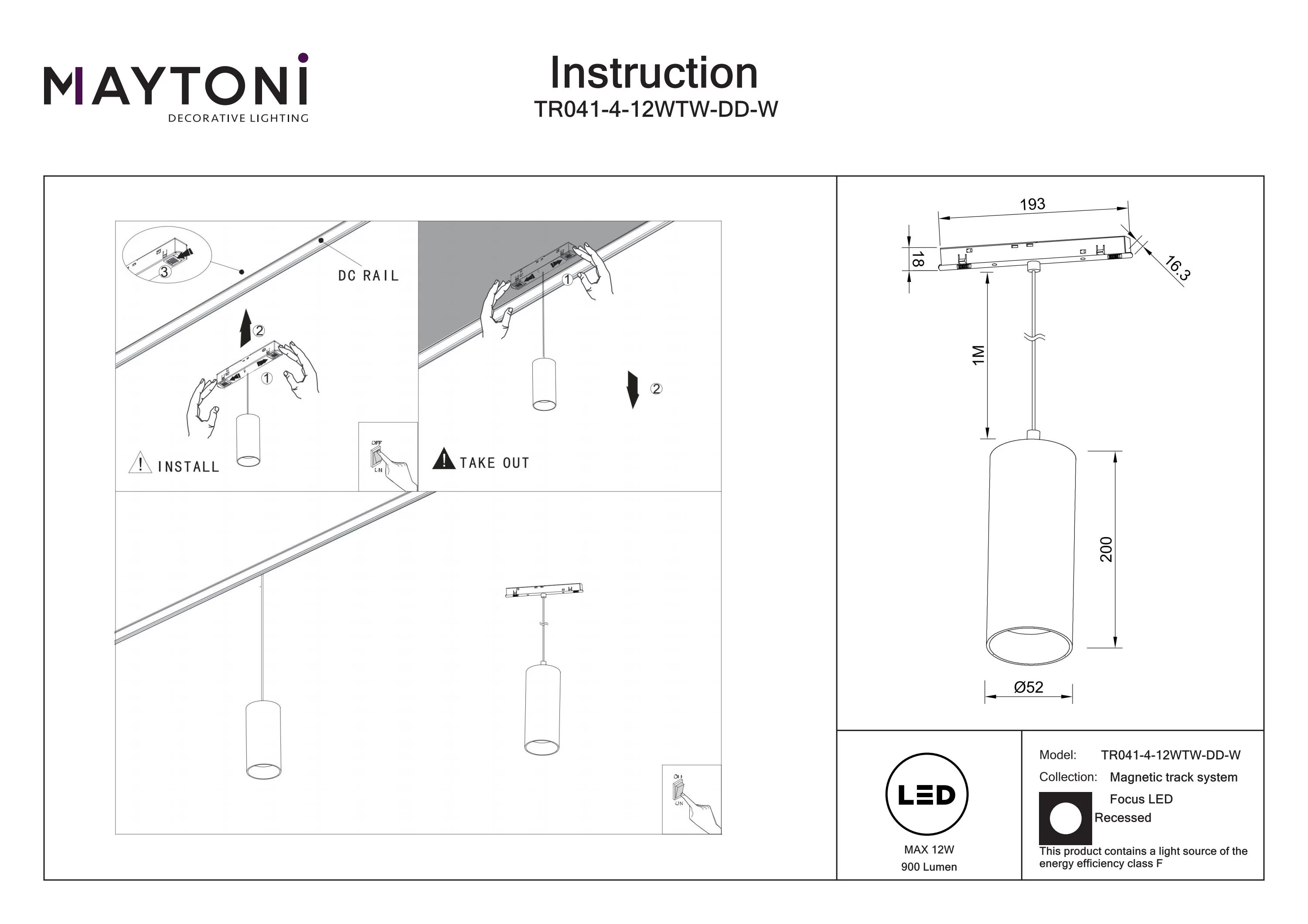Pendant track luminaire Focus Led Exility 2700-6000K 12W 36° Dim Dali1 - Image 15