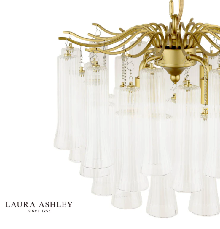 Penlee 4 Light Pendant Matt Antique Brass and Ribbed Glass - Image 2