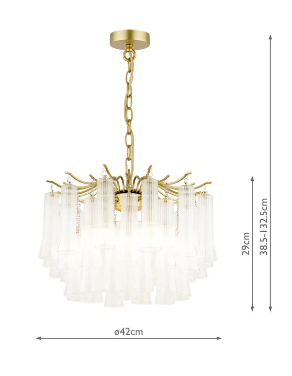 Penlee 4 Light Pendant Matt Antique Brass and Ribbed Glass - Image 4