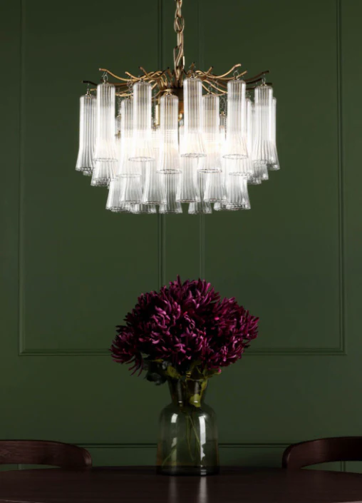 Penlee 4 Light Pendant Matt Antique Brass and Ribbed Glass - Image 5