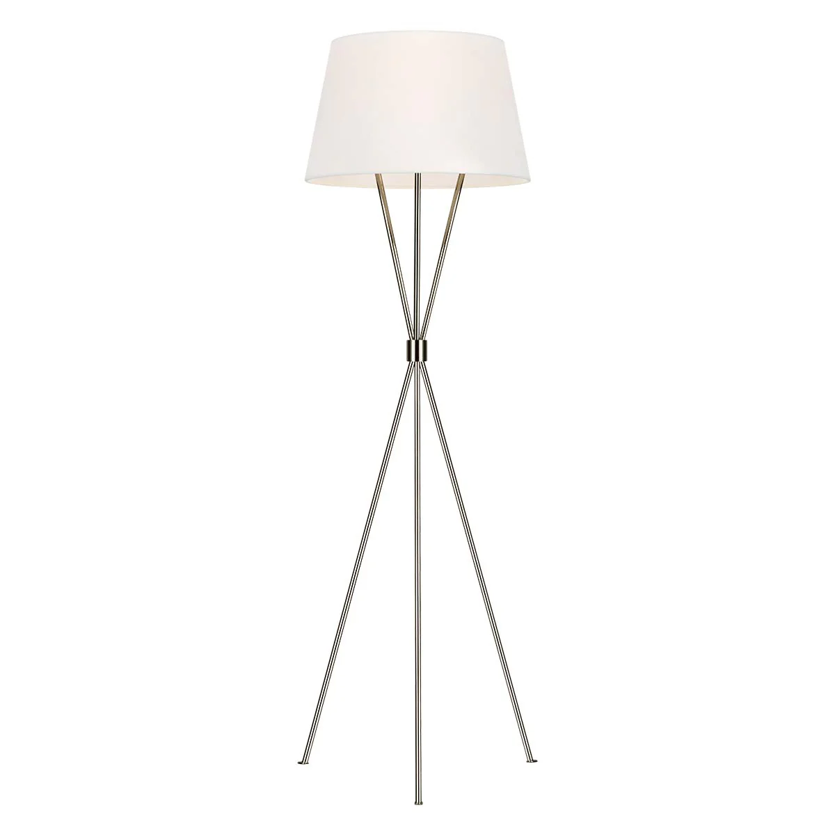 Penny 1 Light Floor Lamp - Burnished Brass/Polished Nickel with White Shade E27 - Image 2