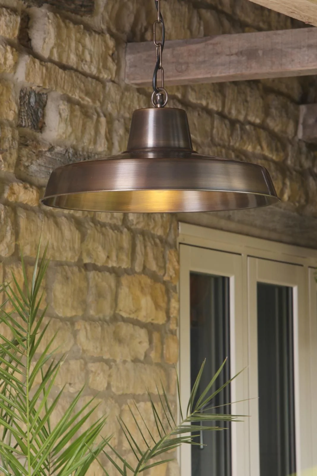 Penzance IP23 Outdoor Pendant- Antique Brass/ Natural Brass - Image 3