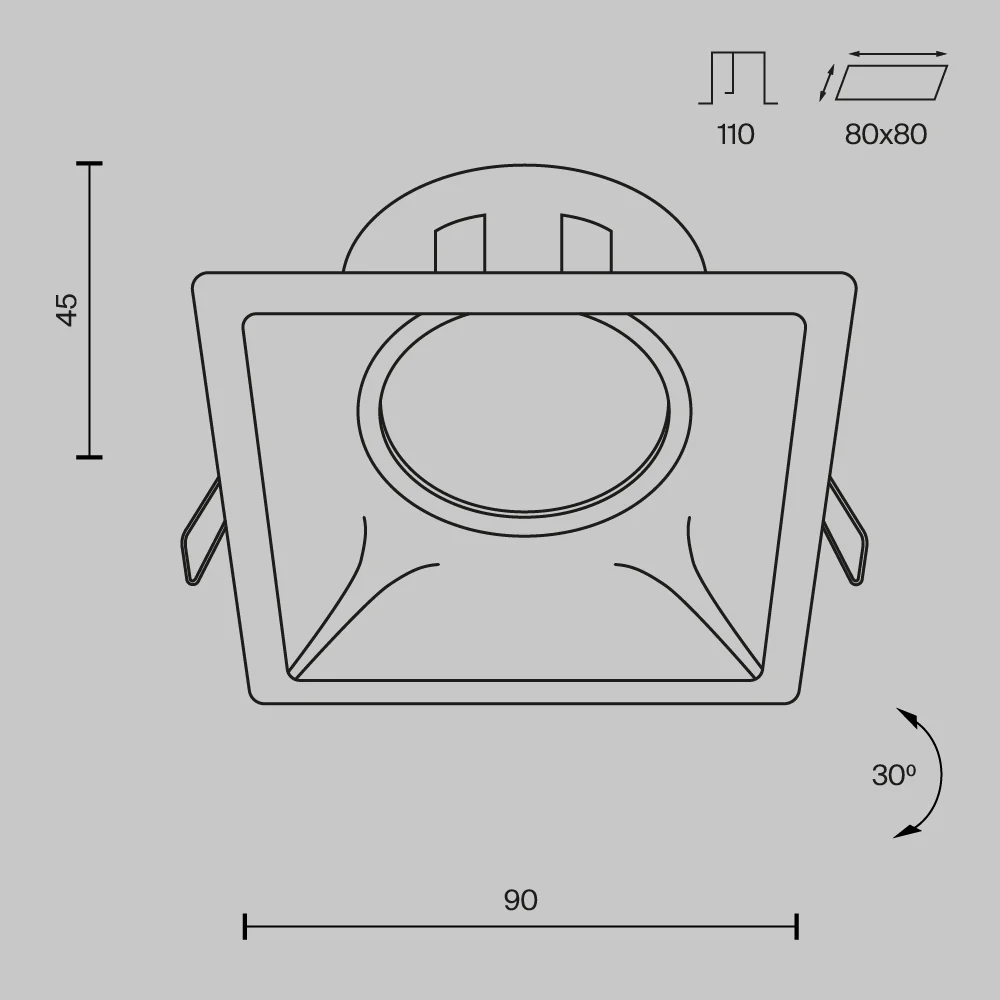 Dot Square Downlight Dot GU10 1x10W- Various Sizes - Image 11