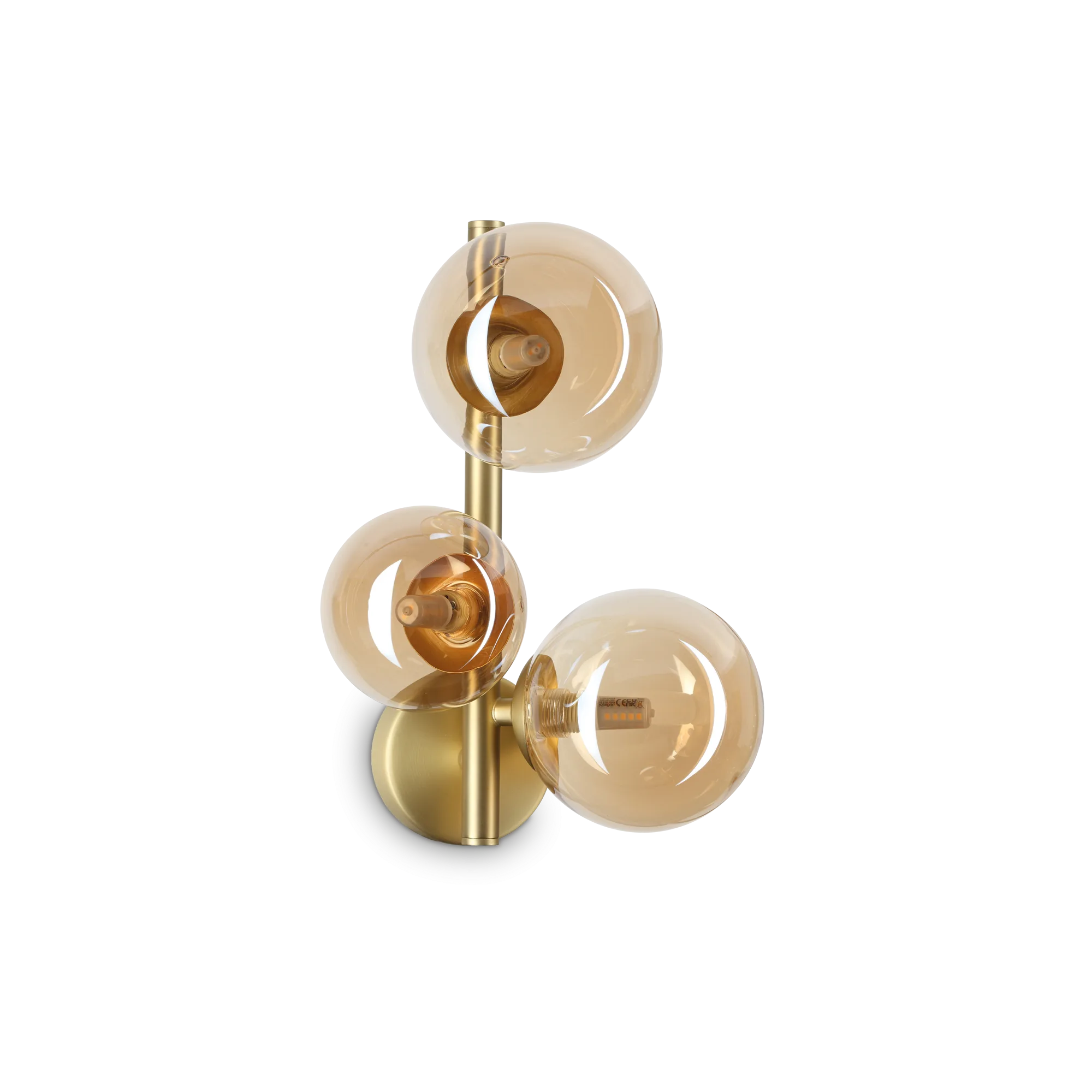 Perlage Wall Light Fitting - Amber/ Brass/Black Finish - Image 6