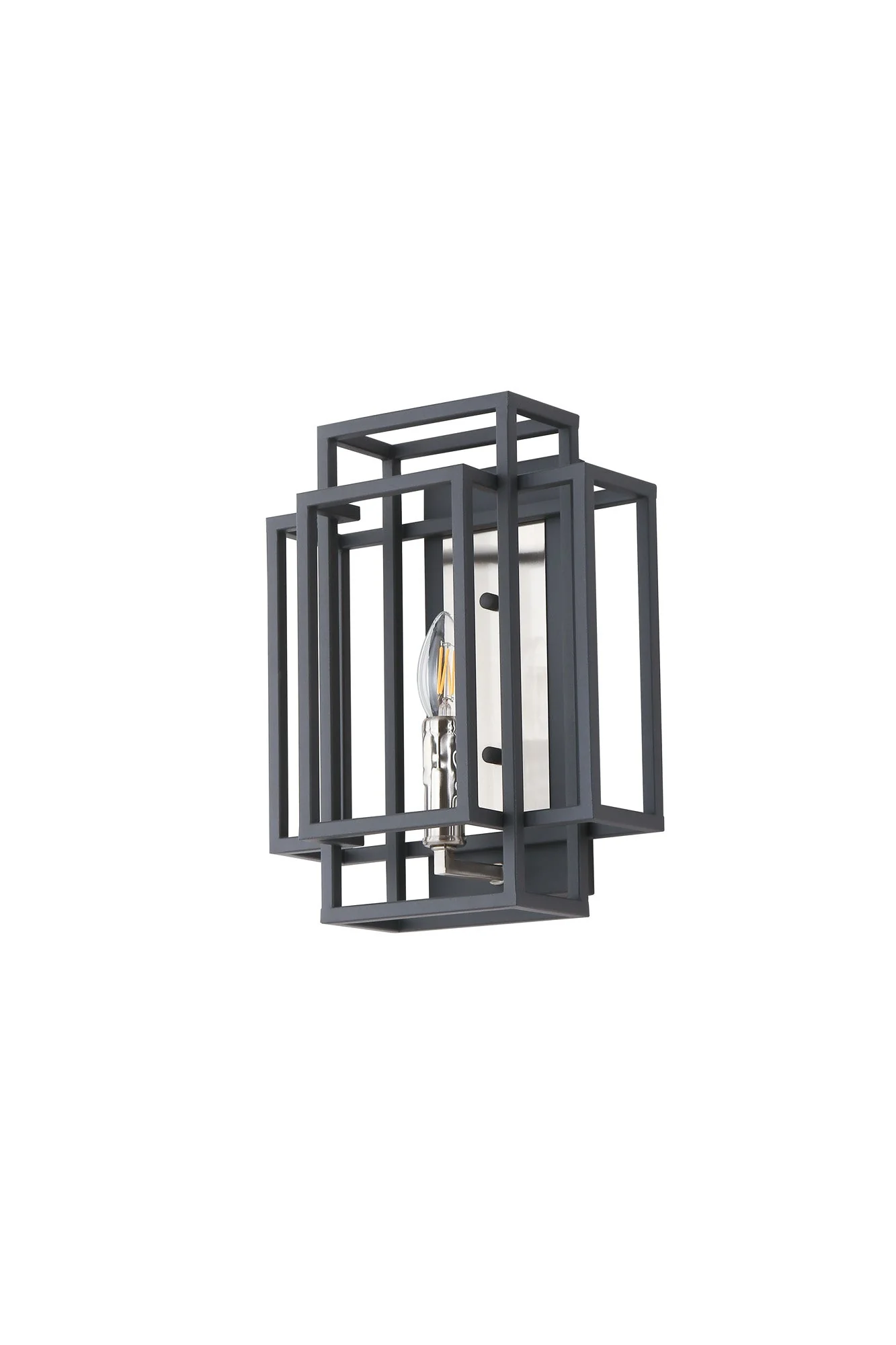 Pesaro Wall Lamp 1 Light E14, Anthracite & Satin Nickel/Black & Gold - Image 2