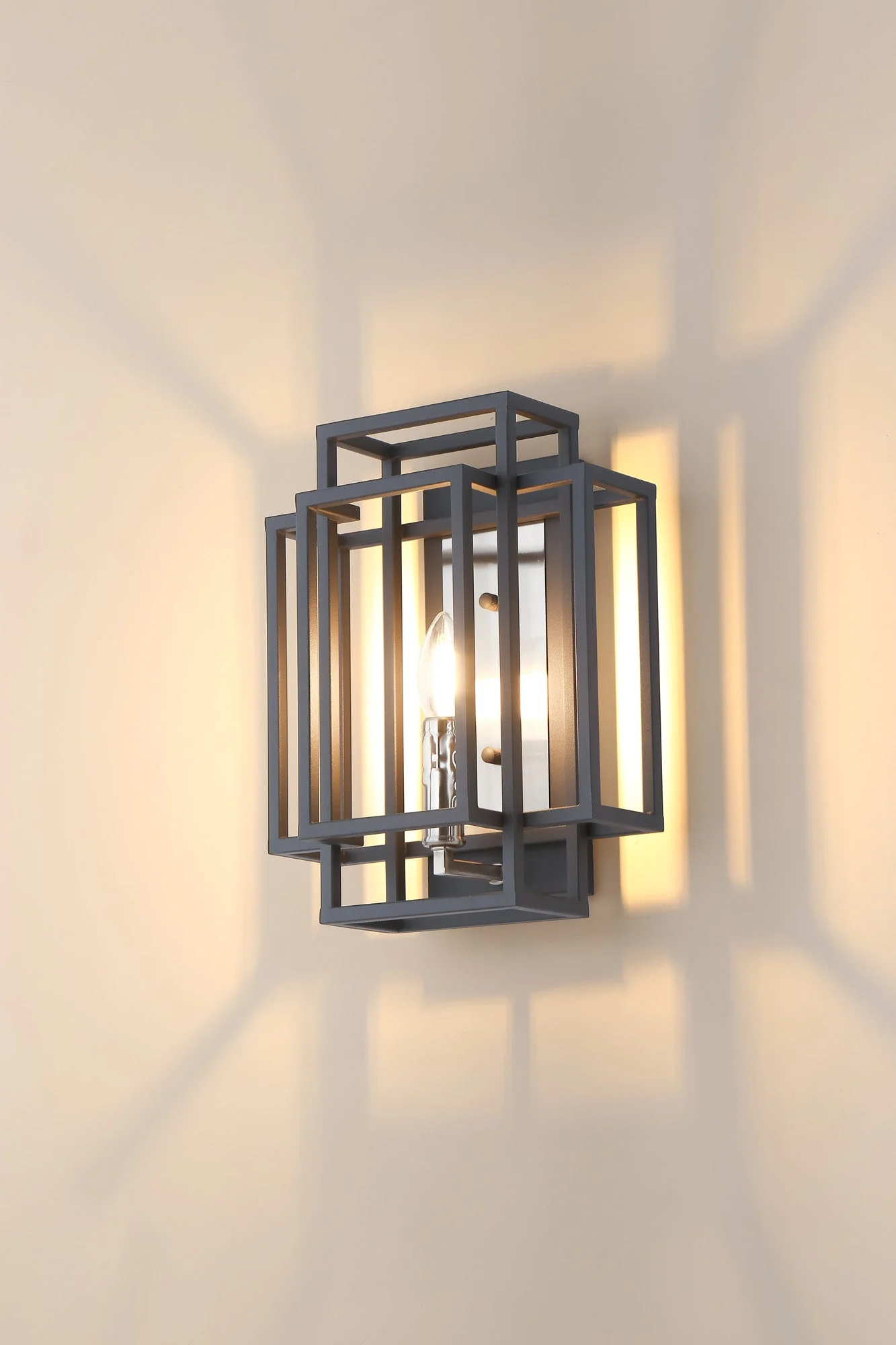 Pesaro Wall Lamp 1 Light E14, Anthracite & Satin Nickel/Black & Gold - Image 3