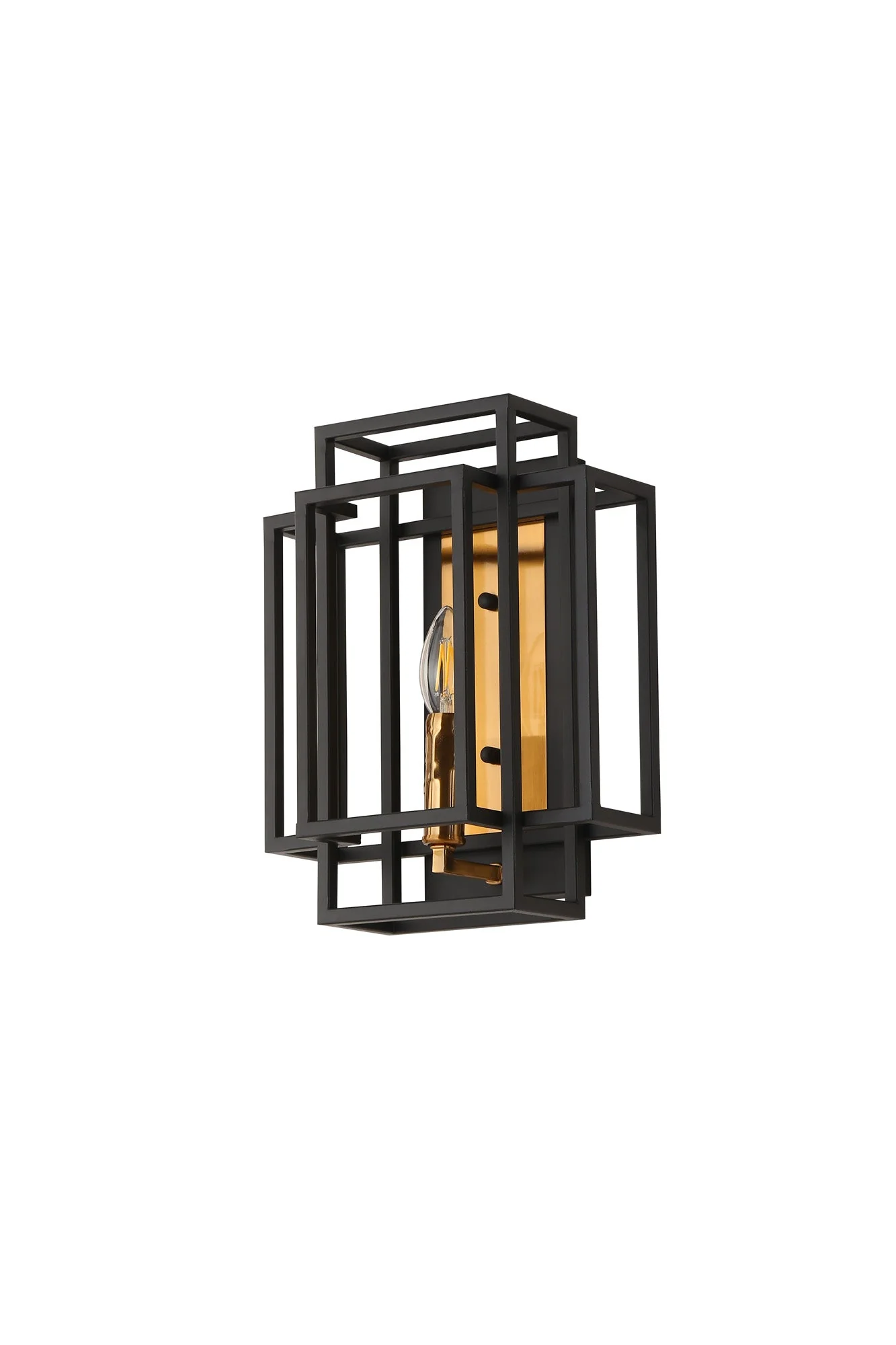 Pesaro Wall Lamp 1 Light E14, Anthracite & Satin Nickel/Black & Gold - Image 7