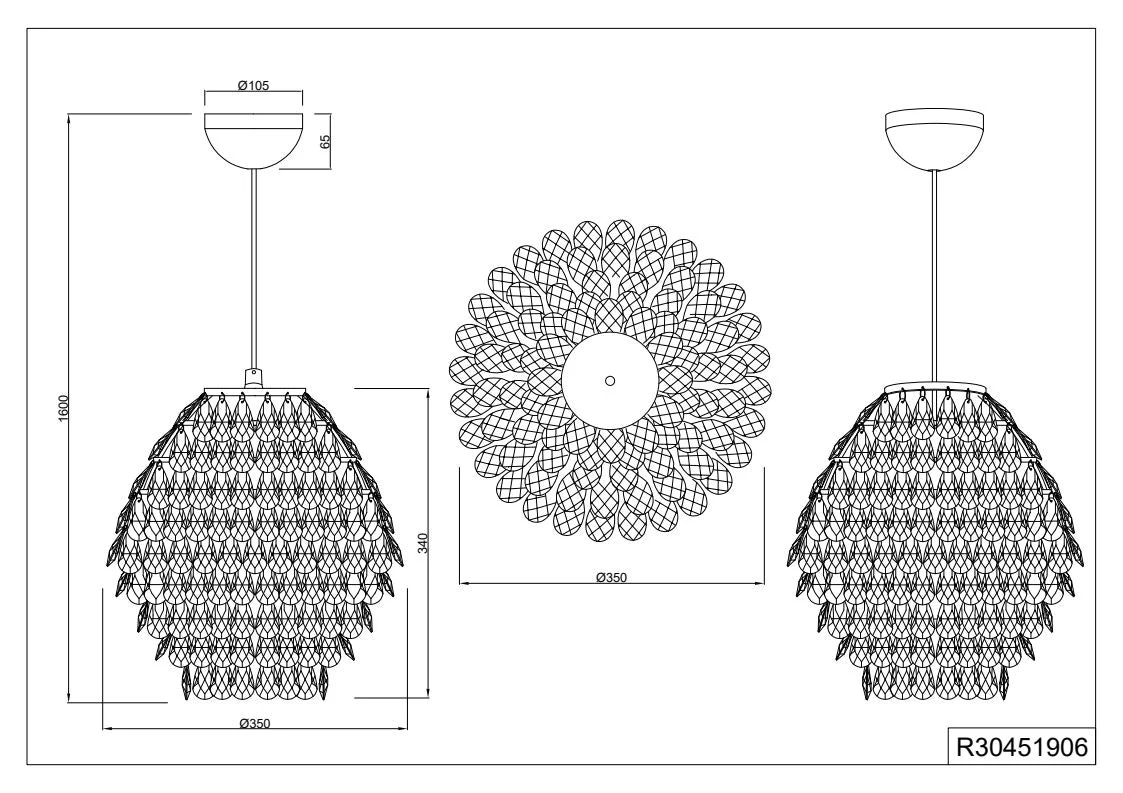 Petty 1Lt 60w Crystal Ceiling Light - Image 2