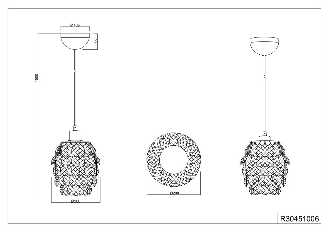 Petty 1Lt 60w Crystal Ceiling Light - Image 3