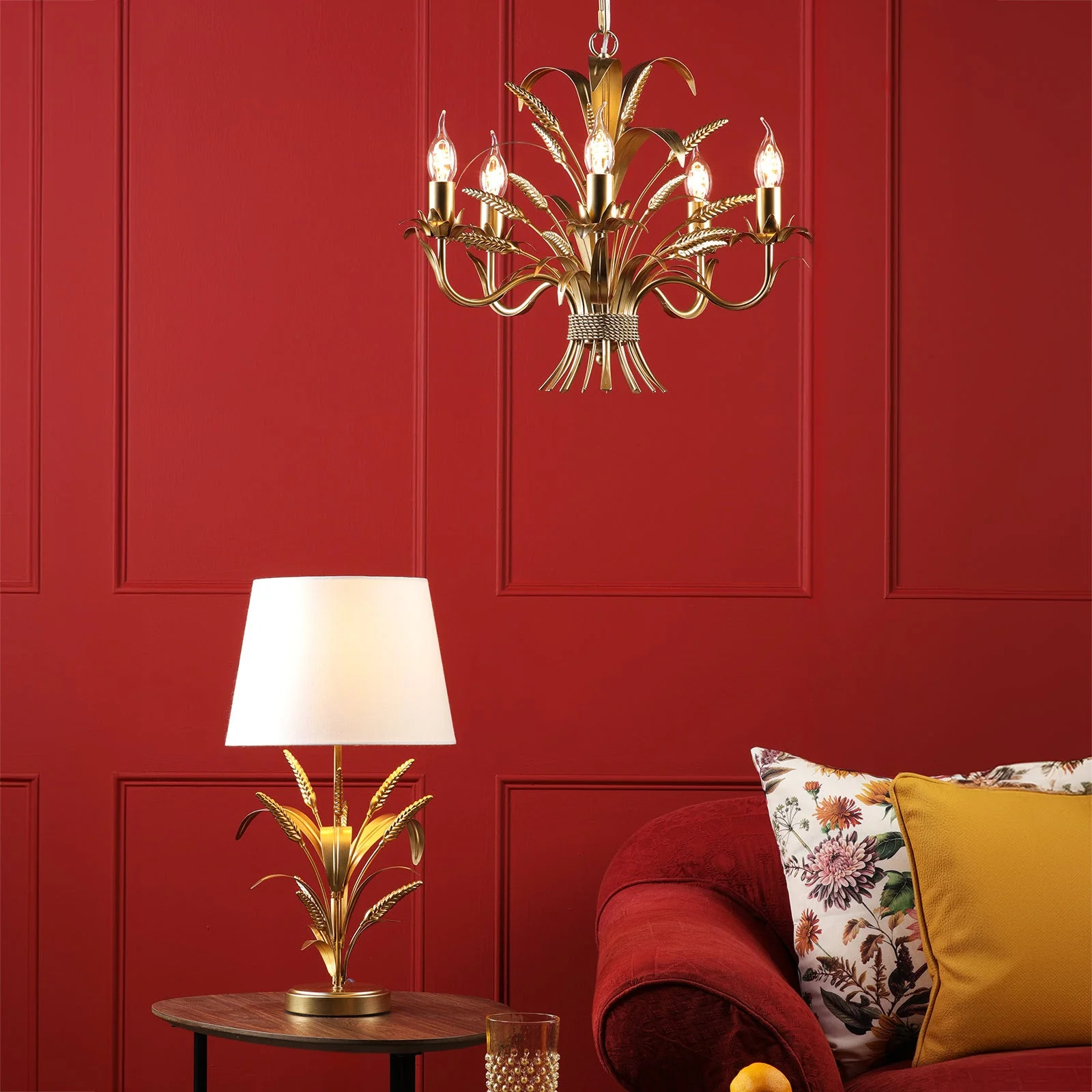Phaedra Table Lamp Gold With Shade E27 - Image 7