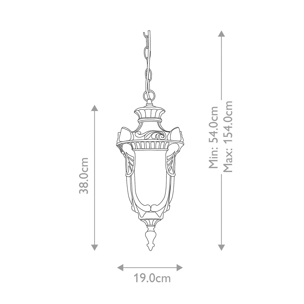 Philadelphia 1 Light Medium Chain Lantern - Old Bronze IP44 E27 - Image 5