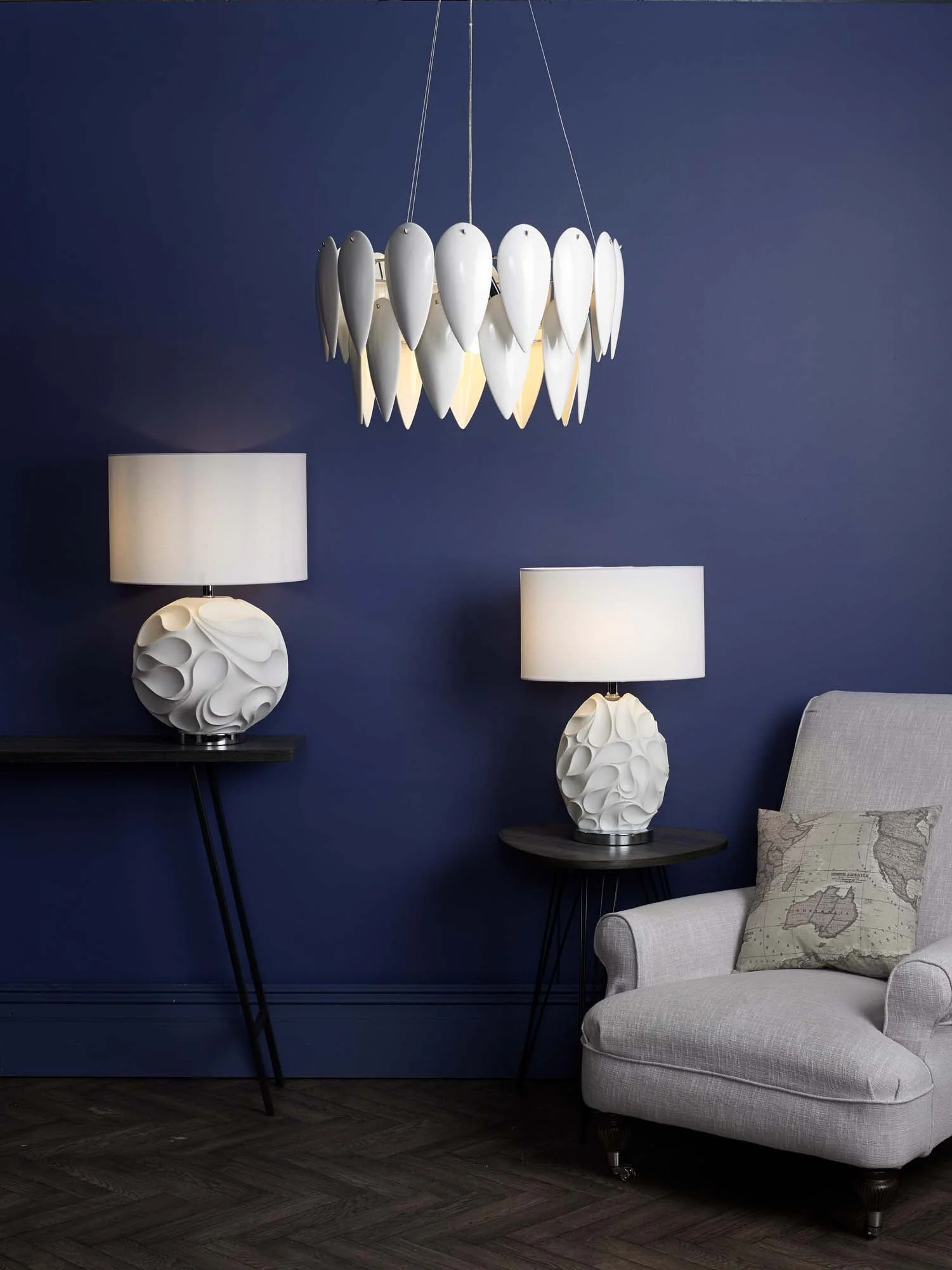 Phillipa 3 Light Centre Ceiling Light White Ceramic & Polished Chrome - Image 4