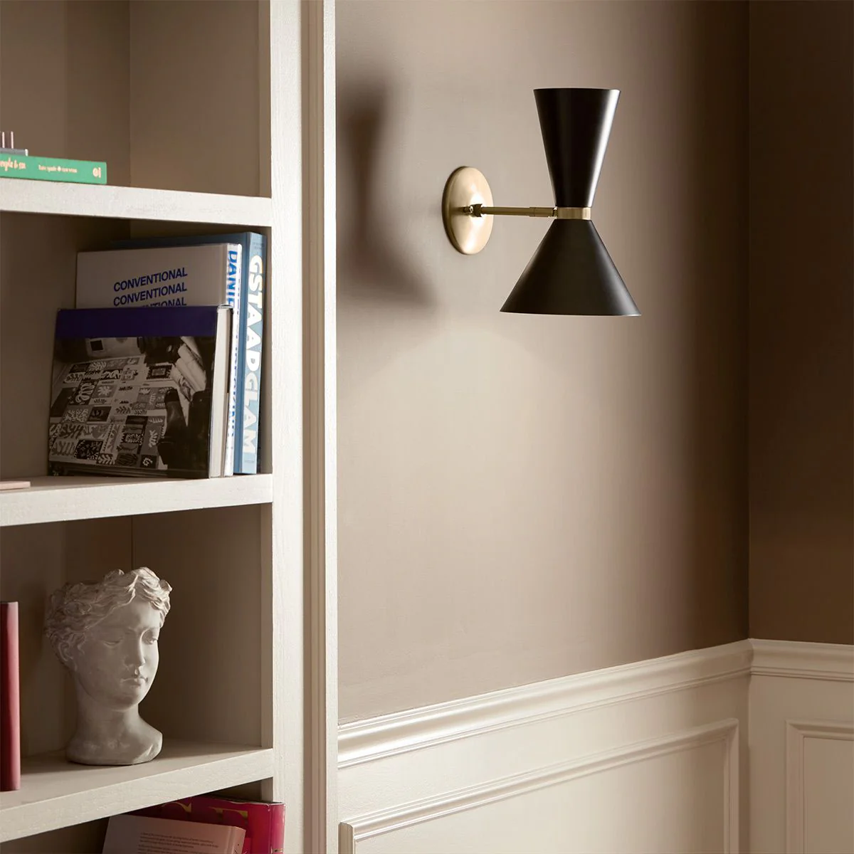 Phix 1 arm, 2 light up and down Wall Light - Champagne & Black - Image 7