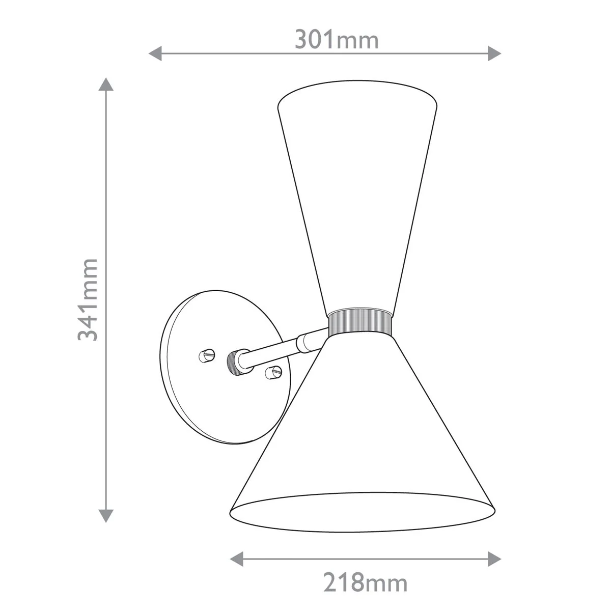 Phix 1 arm, 2 light up and down Wall Light - Champagne & Black - Image 9