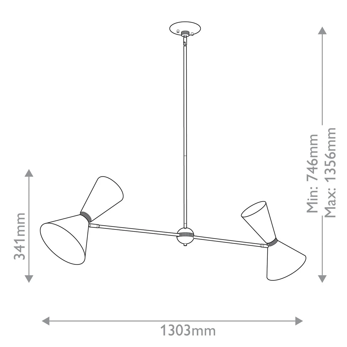 Phix 4 light 2 arm up and down linear Chandelier - Champagne & Black - Image 8